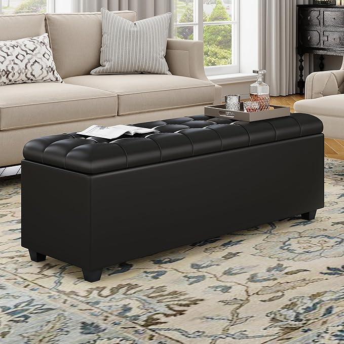 Ottoman with Storage 38 inches, Furniture End of Bed Storage Benches, Long by Unknown