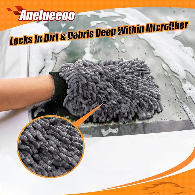 Car Wash Mitt Microfiber, Premium Chenille Microfiber Wash Car Mitts Sponge - Image 5