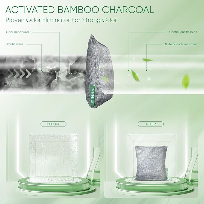 Activated Charcoal Odor Absorber, Large 4x500g w Hooks Nature Odor Eliminator - Image 5