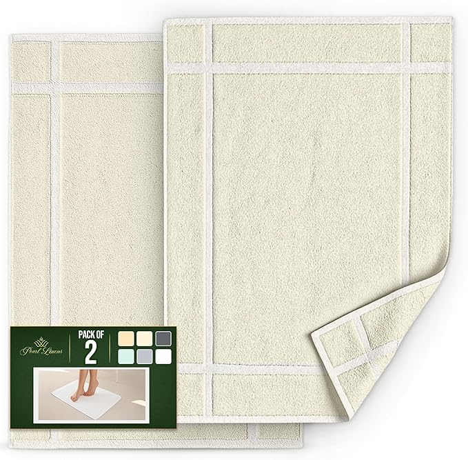 Pearl Linens Pack of 2 100% Cotton Bathmat 20x30 inches, Soft & Absorbent Quick - Image 3