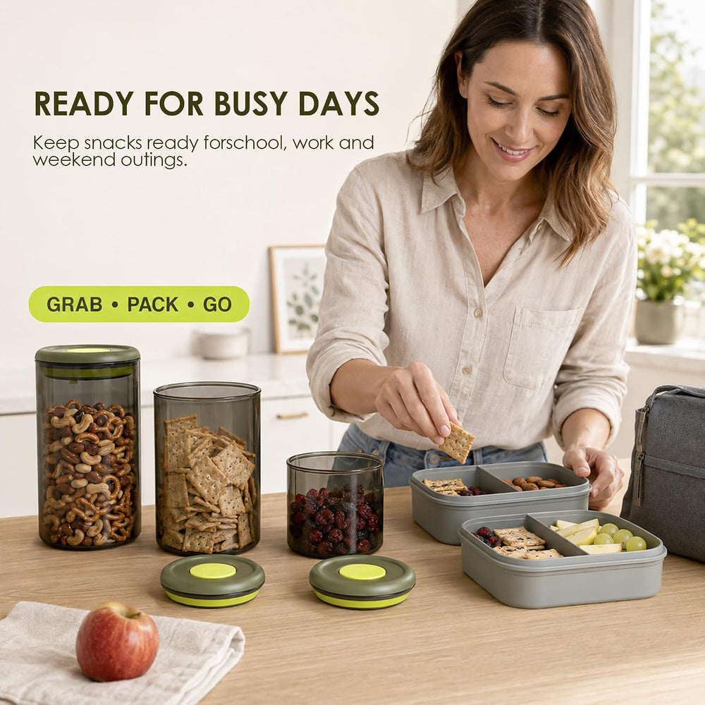 Glass Pantry Storage Containers (0.6qt/0.8qt/1.2qt) Set of 3,Round