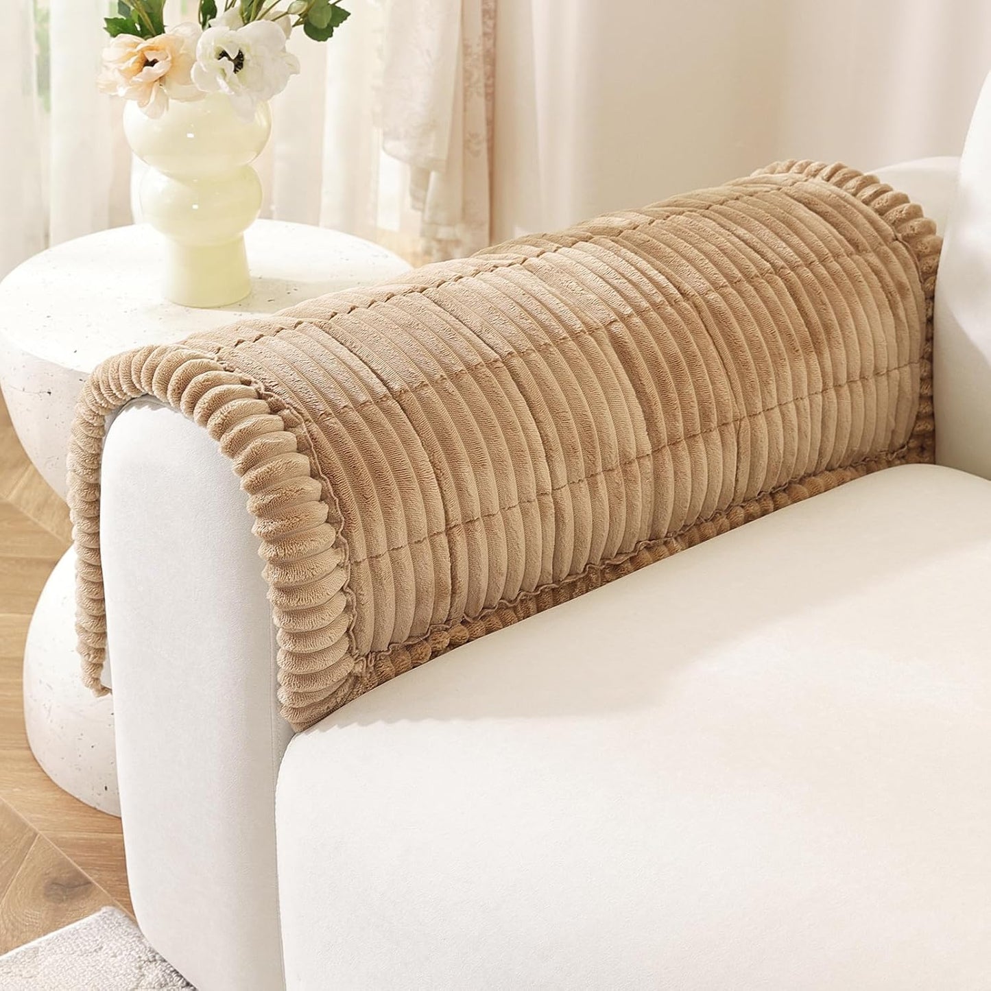 OstepDecor Couch Cover for Dogs, Washable Non Slip Sofa Cover for Pets, Soft Couch Covers for Sofa, Loveseat and Sectional, Furniture Protector Against Pet Hair & Scratches (20" x 24", Khaki)