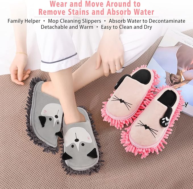 Cartoon Dog Mop Slippers Microfiber Clean Dusting Slippers Detachable Mopping - Image 5