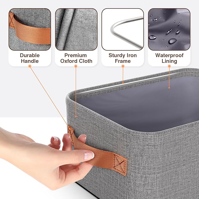 Large Storage Baskets for Shelves 3 Packs, Fabric Storage Bins for Shelves - Image 6