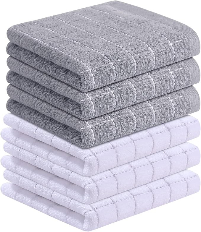 Homaxy 100% Cotton Terry Kitchen Towels, Checkered Designed, Soft and Super by Homaxy