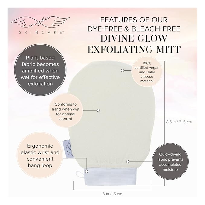 Seraphic Skincare Divine Glow Exfoliating Mitt – 100%, Bleach-Free Vegan - Image 3