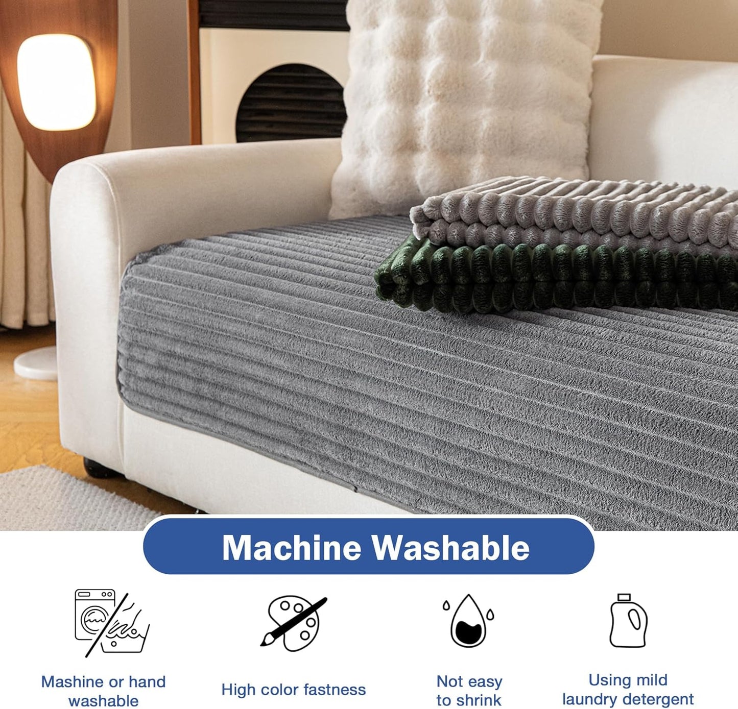 MYSKY HOME Couch Covers for Sectional Sofa, L Shaped Couch Cover, 100% Waterproof Couch Covers for Dogs, Sectional Couch Cover, Non Slip 2 Pieces Sofa Cover, Dark Grey, 35"x63"+35"x63"