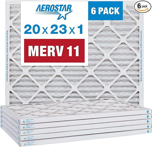 Aerostar 20x23x1 MERV 11 Pleated Air Filter, AC Furnace Air Filter, 6 Pack by AirFiltersDelivered