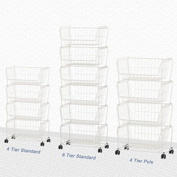 PUSDON Stackable Metal Storage Carts, Dual Use Shelf - Image 8