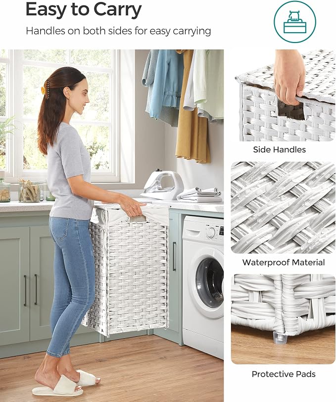 SONGMICS Laundry Hamper with Lid, 110L Clothes Hamper with 2 Removable Liner - Image 7