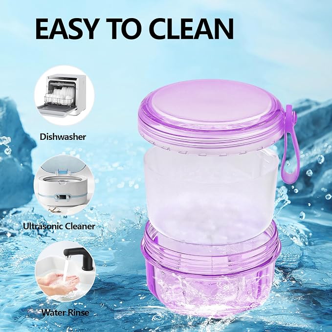 Leakproof Denture Case Purple Denture Soaking Cup False Teeth Container - Image 8