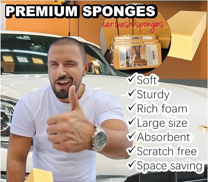 Car Wash Sponges, 5 Pack, Extra Soft Coral, Scratch Free, 8.3x4.38x2.8 inches - Image 3