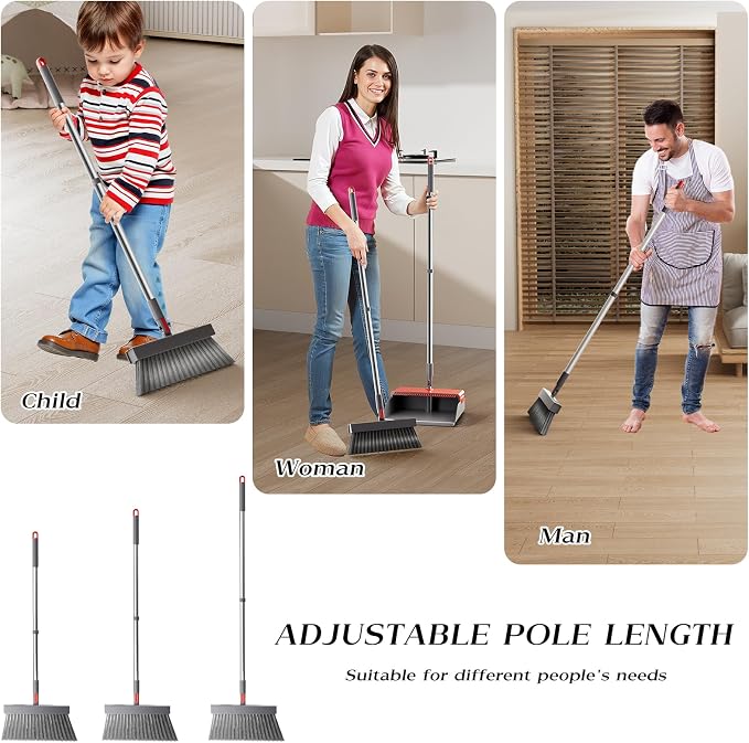 Broom with Dustpan Combo Set 180 Degree Rotating Broom Set with Comb Teeth - Image 6