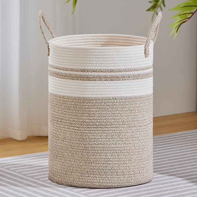 VIPOSCO Large Laundry Hamper, Tall Woven Rope Storage Basket by VIPOSCO