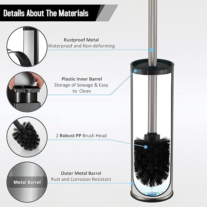 BGL Toilet Brush and Holder, Stainless Steel Toilet Brushes - Image 4