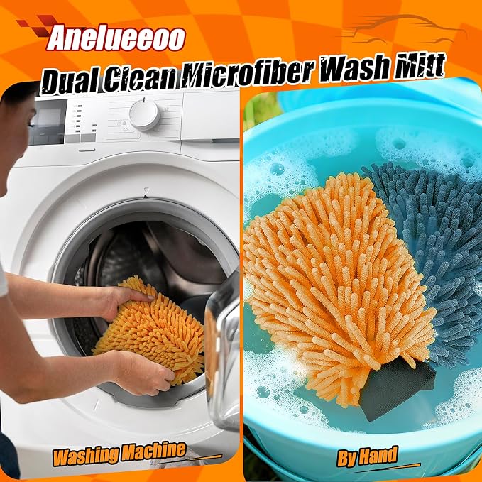 4 Pack Car Wash Mitt Microfiber, Premium Chenille Microfiber Wash Car Mitts - Image 6