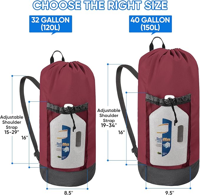 BALEINE 150L Laundry Bag Backpack, 900D Oxford Fabric Large Travel Laundry Bags - Image 2