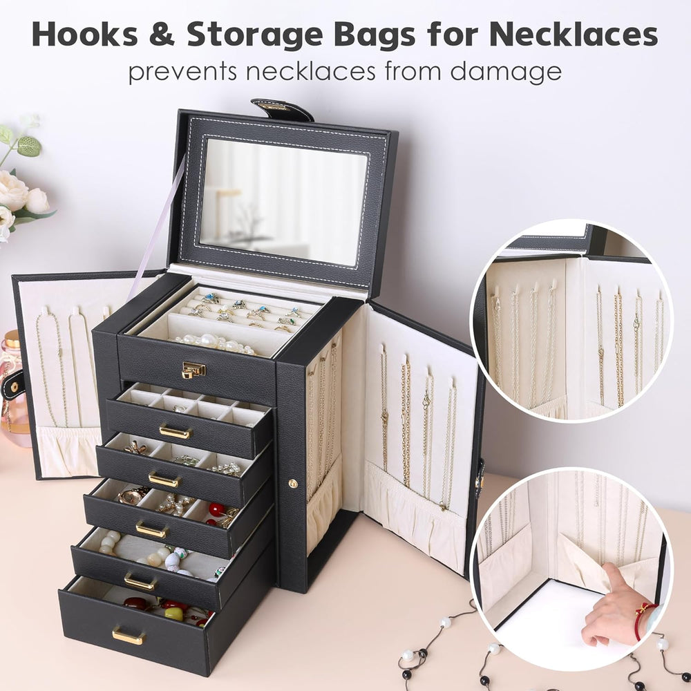 Kendal Jewelry Box, 6-Layer Jewelry Storage Organizer for Necklace Bracelet R...