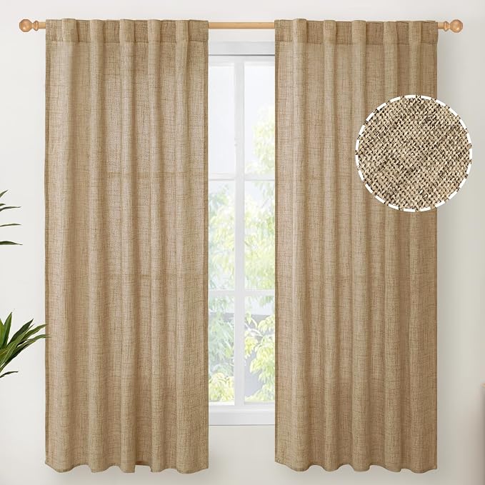 YoungsTex Toffee Linen Curtains 63 Inch Length by YoungsTex