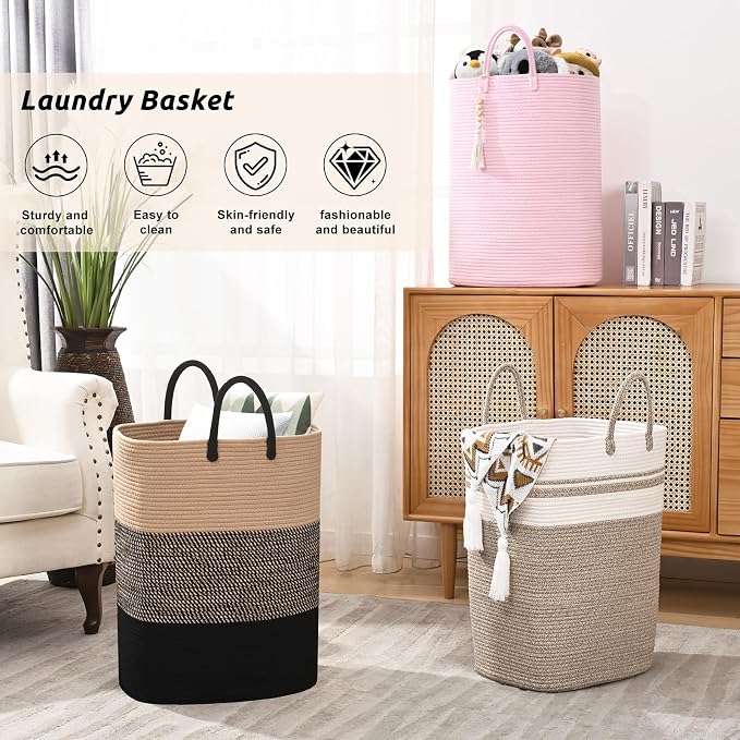 Woven Laundry Basket for Clothes, 100 L Large Rectangle Laundry Hampers - Image 6