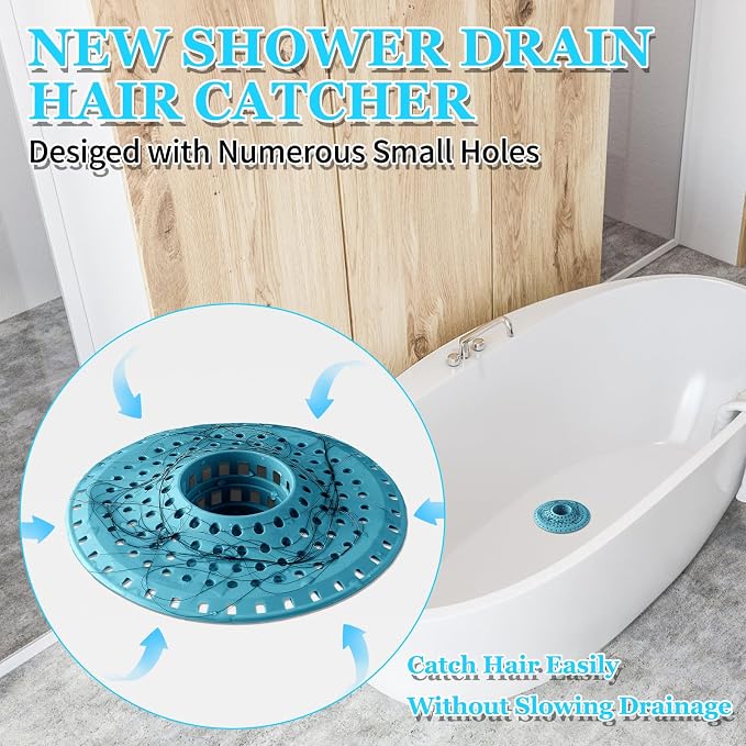 Shower Hair Drain Catcher, Silicone Bathtub Drain Hair Catcher Strainer - Image 2