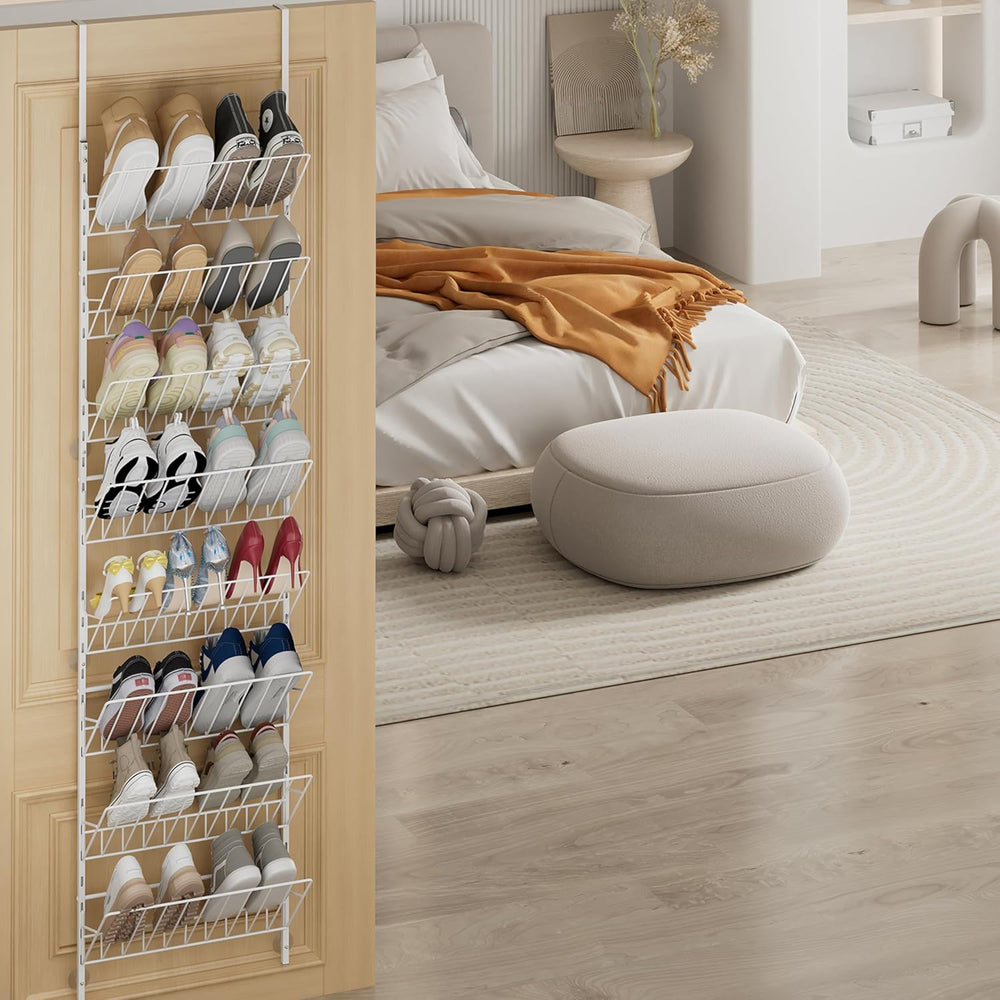 SWTYMIKI Over the Door Shoe Organizer - Adjustable 8 Tier Hanging Shoe Rack O...