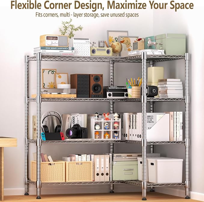 Himimi 4-Tier Heavy Duty Metal Storage Rack, 1200LBS Adjustable Wire Shelving - Image 2