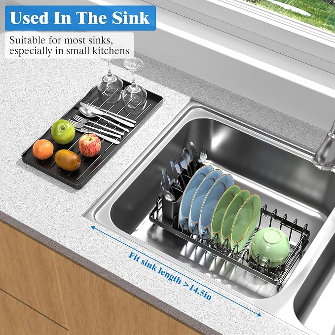 Small Dish Drying Rack Over The Sink, Compact Dish Rack - Image 4