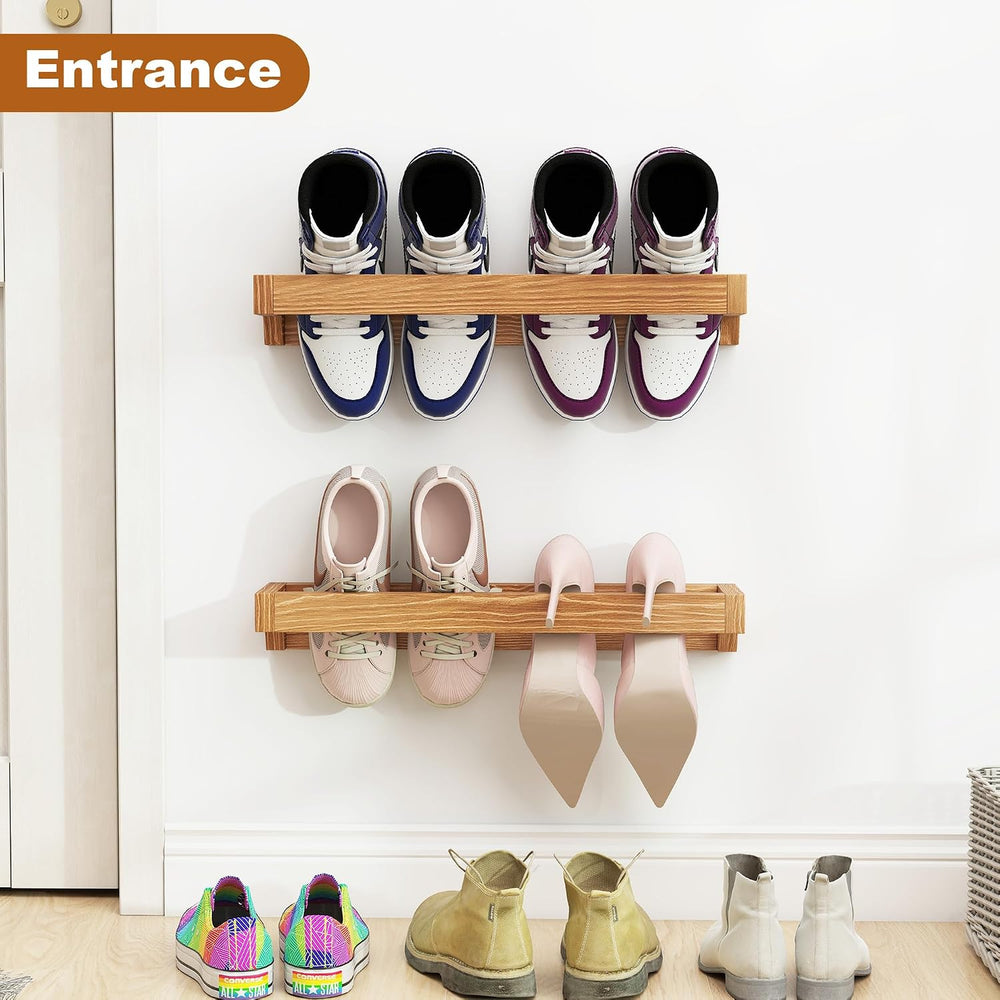 Nisorpa 20 Inch Rustic Burnt Wood Hanging Shoe Rack, Set of 4