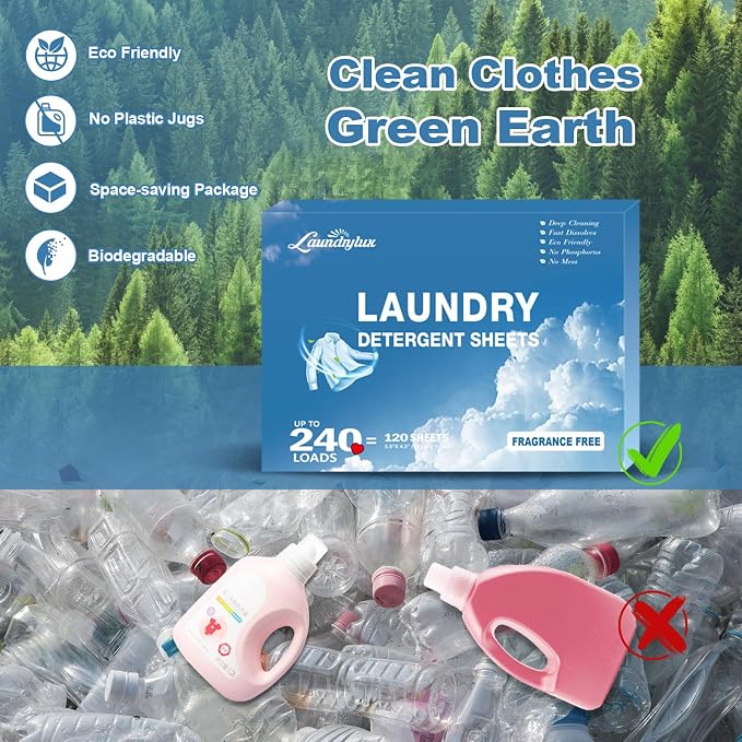 Laundry Detergent Sheet, Eco-Friendly & Hypoallergenic Wash Strips, Natural - Image 4