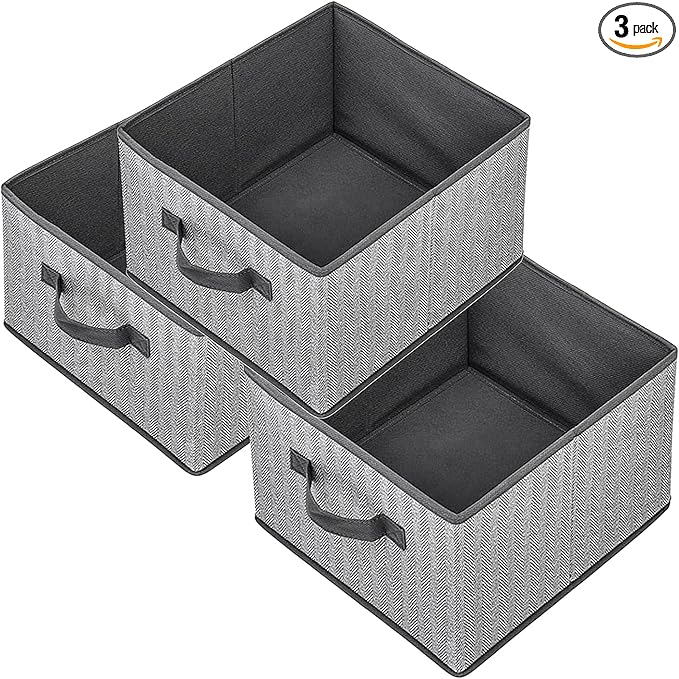 Storage Baskets, 11-Inch Woven Fabric Bins, Storage Cubes by EITMOW