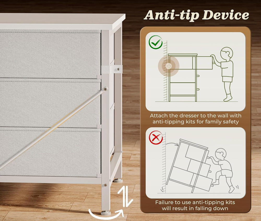 Huuger 78.7 inch Long Dresser for Bedroom, 15 Drawer Fabric Dresser for Close...