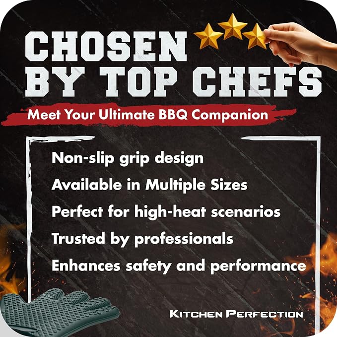 Kitchen perfection Silicone Smoker Oven Gloves -Extreme Heat Resistant BBQ - Image 6