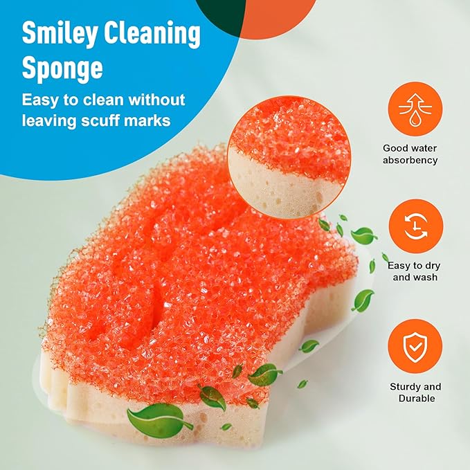 12 Pcs Scrubber Sponge Cat Smiley Shape Cleaning Sponge Double Sided Dish - Image 7