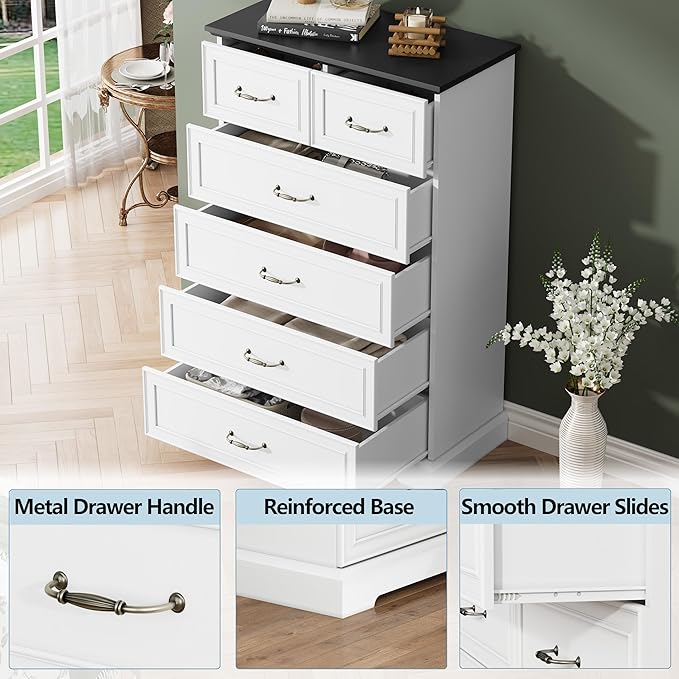 6 Drawer Dresser for Bedroom, Rustic Farmhouse Dresser - Image 5