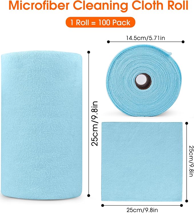 Roll of Microfiber Cleaning Cloth –100 Pack, Tear Away Microfiber Towels - Image 7