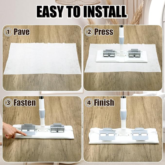 300 Counts Sweeper Wet Mopping Cloths 17.7 x 11.8'' X Large Wet Mop Pads - Image 4