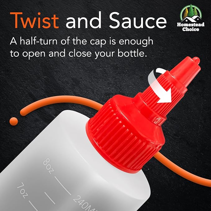 6-pack Plastic Squeeze Bottles for Sauces - 8oz Condiment Squeeze Bottles for - Image 4