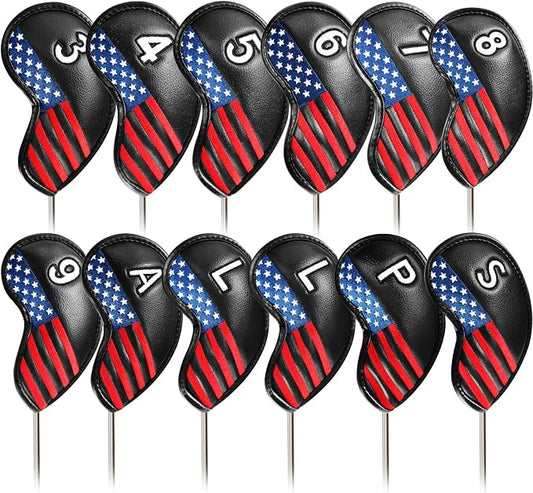 FINGER TEN Premium Synthetic Leather Stylish Iron & Wedge Golf Head Covers by FINGERTENSport