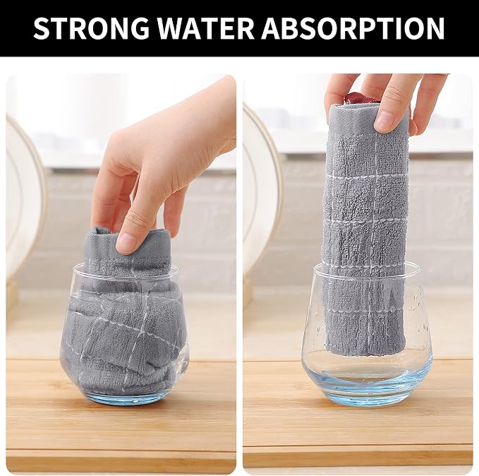 Homaxy 100% Cotton Terry Kitchen Towels, Checkered Designed, Soft and Super - Image 3