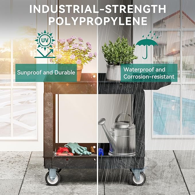 YITAHOME Utility Cart on Wheels, Plastic Tool Cart 550 lbs Capacity Service Cart - Image 6