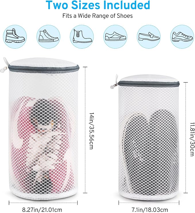 2 Pack 2 Size 120g Honeycomb Shoe Washing Machine Bag, Fabric Shoe Bag - Image 2
