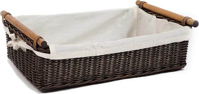 The Basket Lady Low Pole Handle Wicker Storage Basket, 19.5 in L x 12.5 in W x - Image 3