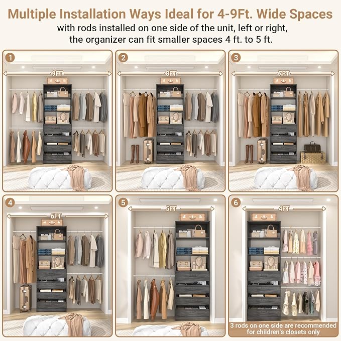 Aheaplus Closet System, 4-9 Ft Closet Organizer - Image 4