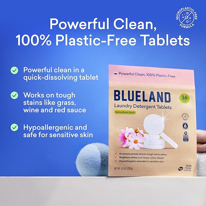 BLUELAND Laundry Detergent Tablets, Spring Bloom Scent, Plastic-Free - Image 2