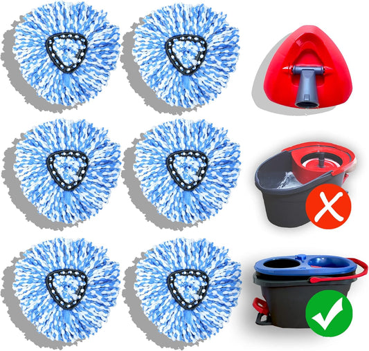 homsis 7 Pack Mop Replace Head for 2-Tank Spin Mop Compatible with Ocedar Rinse Clean - Mop Refills Made of Microfiber, Deep Cleaning Machine Washable and Easy-to-Replace