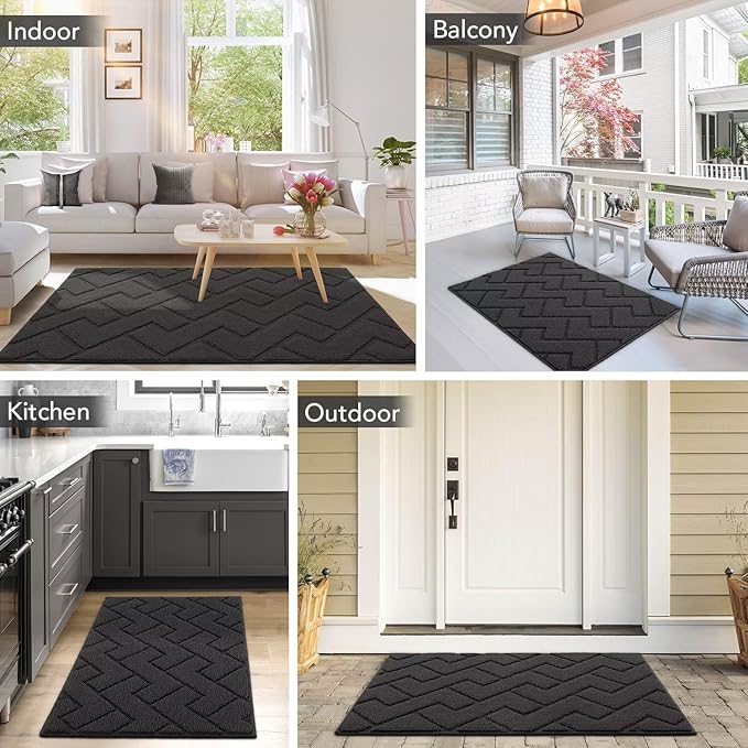 hicorfe Indoor Doormat, Front Back Door Mat Rubber Backing Non Slip Door Mats - Image 2