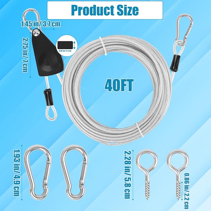 20FT/ 40FT Retractable Travel Clothesline, Adjustable Outdoor Clothesline - Image 2