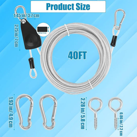 20FT/ 40FT Retractable Travel Clothesline, Adjustable Outdoor Clothesline - Image 2