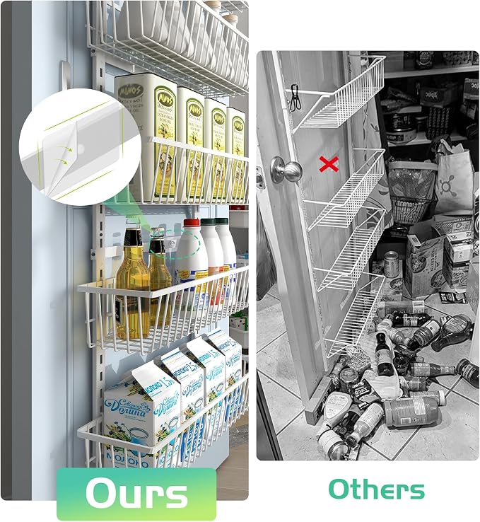 White 12 Inch Wide Narrow Over The Door Pantry Organizer, Pantry Organization - Image 7